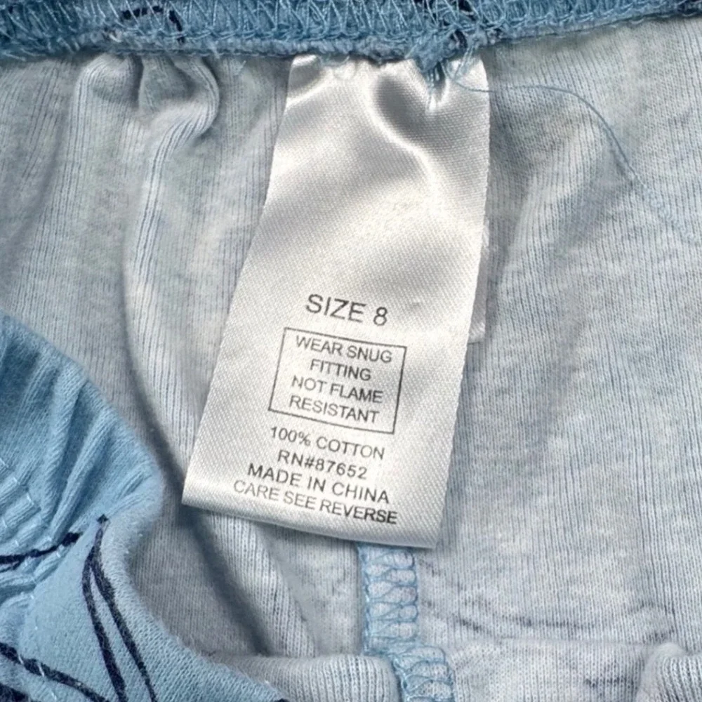 Disney Stitch and Angel‎ Blue Cotton Long Sleeve Pajama Set Girls Size 8